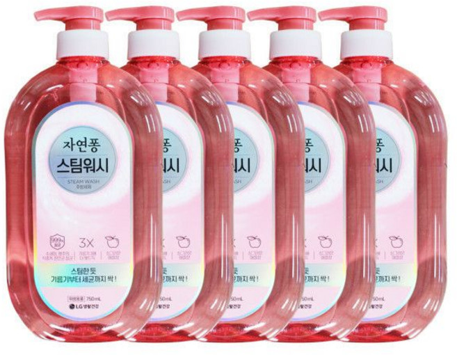 엘지 자연퐁 스팀워시 주방세제 애플향 750ml 5개