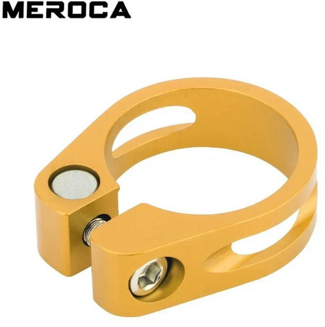 MEROCA 산악 자전거 시트 포스트 클램프 알루미늄 합금 31.8/34.9mm 시트 포스트 클램프 초경량 EIEIO 자전거 부품, 8. 34.9mm Gold, 1개