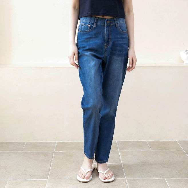 여성용 여름 청바지 이지모먼트 히든밴딩 데님팬츠 빅사이즈 스판