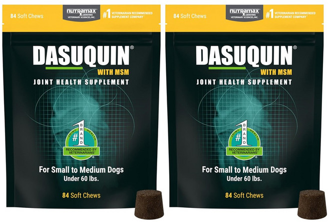 뉴트라맥스 Dasuquin 소형 중형 강아지 MSM 식이유황 글루코사민 84츄어블 X 2, 84정, 2개