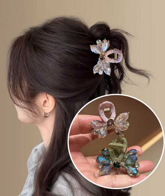 ZMBIRD 우아한 고급 블링 큐빅 헤어 집게핀 중형 2종세트 H4525