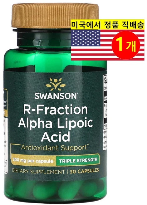 Swanson 3배 강도 R-랙프션 알파리포산 300mg R-Fraction Alpha Lipoic Acid, 1개, 30정 - 쿠팡