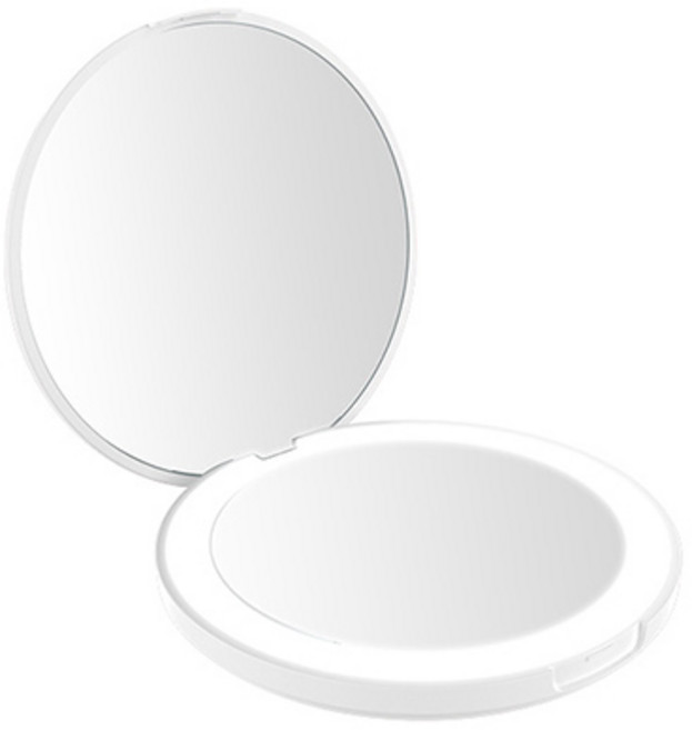 치프몰 10배 확대 LED 휴대용 손거울, 1개, 흰색