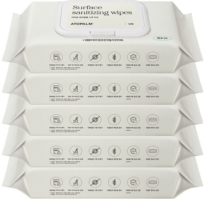 아토팜 유아용품 소독티슈 (50매입)x5개, 5개