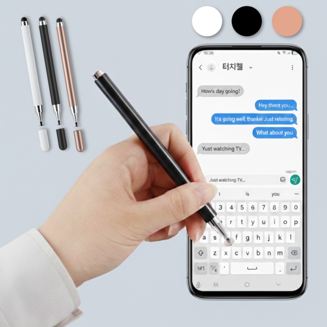 엠페토 터치웰 스마트폰 태블릿 터치펜 정전식 무충전 모든기종 호환, 1개, 블랙