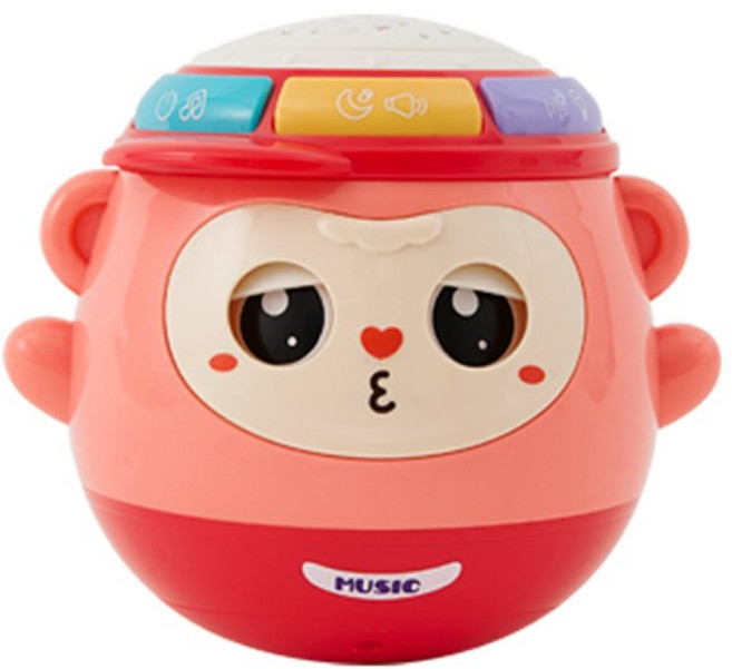 리틀클라우드 유아용 원숭이 오뚝이 멜로디 장난감, 핑크, 1개