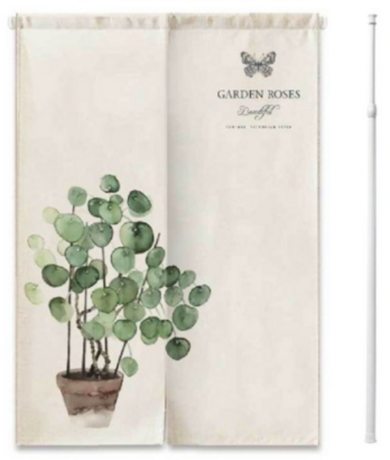 우아한클릭 린넨 현관 베란다 방문 커튼 햇빛 창문가리개 가림막커튼+커튼봉