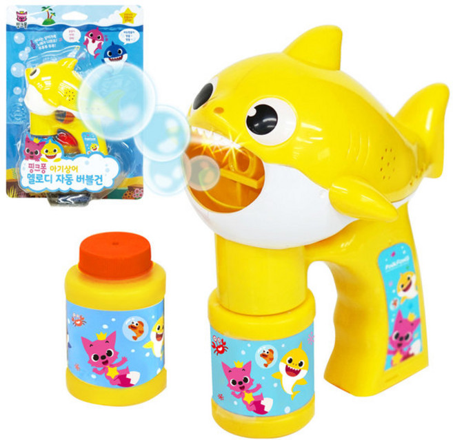 핑크퐁 아기상어 멜로디 자동 버블건, 상세페이지 참조, 1개