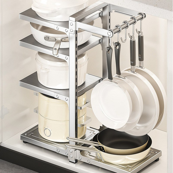 가남 후라이팬 정리대 다용도 프라이팬 선반, 회색, 1개, 5단