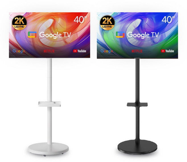 와우피프티 이동식 스마트티비 101cm(40인치) 중소기업 삼텐 스텐 바이미, 고객직접설치, 거치대형, 40FHD_블랙색상