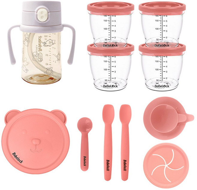 베베락 이유식스타트 6종세트(원터치 빨대컵 포함), 피치핑크, 1개