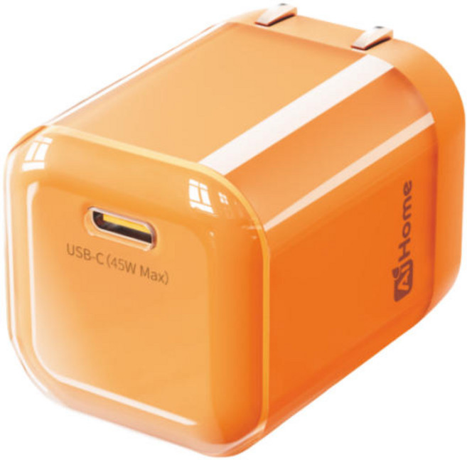 【小冰塊】45W氮化鎵快充組 支援GaN迷你PD充電器, 1個, 快充頭（不附線）, 橙色