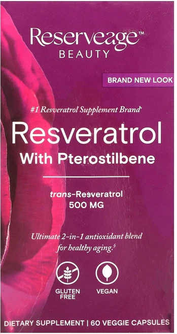 12월눈오는달 Reserveage Beauty 프테로스틸벤 함유 레스베라트롤 & 활성 트랜스-레스베라트롤 500 mg 60 식물성 캡슐 미리준비하세요, ReserveageBeauty프테로스틸벤함유레스베라트롤, 1개, 60정 - 쿠팡