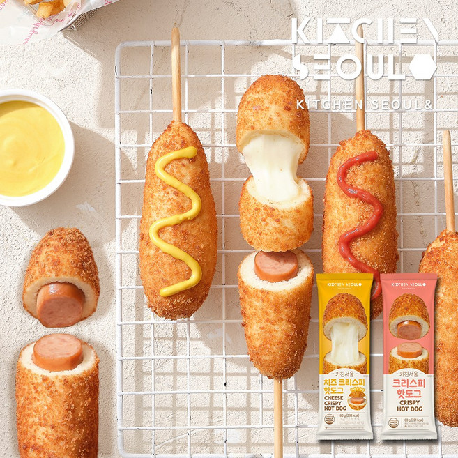 [키친서울] 크리스피 핫도그 2종 (크리스피 5 & 모짜렐라 5), 10개, 80g