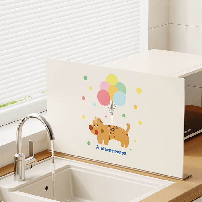 水槽擋水板 廚房防濺水神器, 1個, 天選修狗L形亞克力擋水板,擋水板:長50cm高20cm