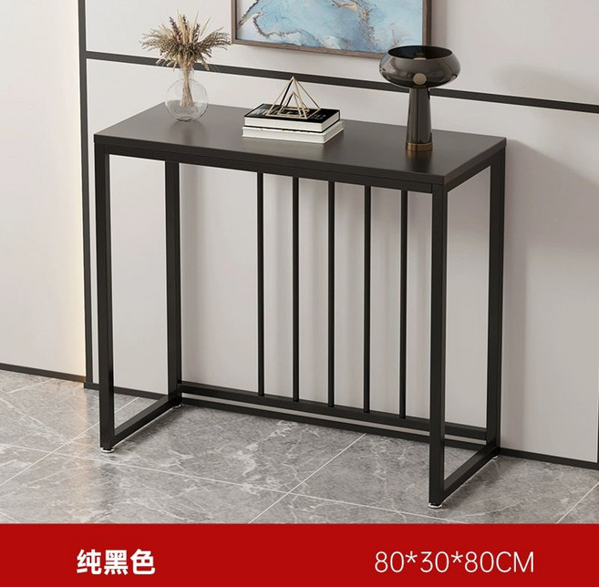 복도콘솔 긴테이블 철제 화이트 블랙프레임 1200 80 폭좁은 엔틱 콘솔 거실 장식장, 블랙+블랙랙80x30x80CM, 직접 조립, 블랙+블랙프레임 80x30x80CM