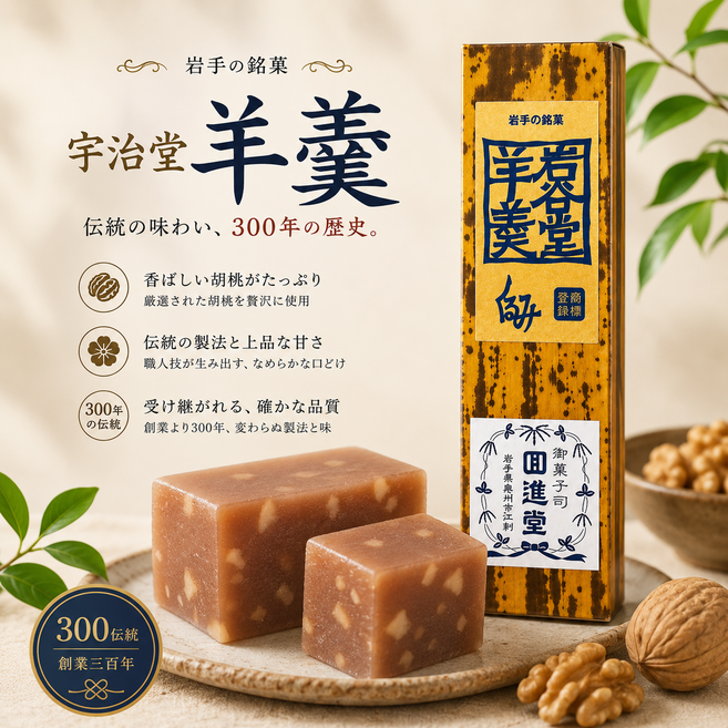 일본 직수입 이와야도 일본양갱 4가지맛 (호두/팥/흑설탕/말차 맛선택) 선물용, 쿠루미(호두)