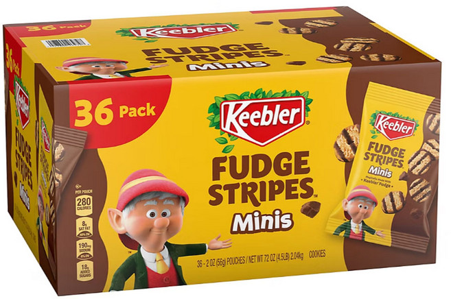 키블러 퍼지 스트라이프 미니 쿠키 36개입 KEEBLER FUDGE STRIPES MINIS SHORTBREAD COOKIES, 2개, 1개