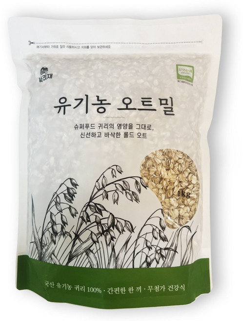 싸리재 국내산 유기농 오트밀, 1kg, 1개