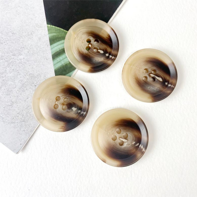 헤세드 고급 무광 수지 진브라운 패턴단추 코트 쟈켓 소매단추 (8P), 8개, 28mm