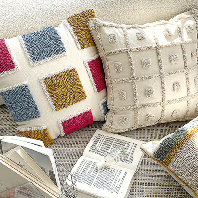 리빙플래너 모노아트 쿠션 북유럽 거실 쇼파 침대 쿠션 디자인 쿠션커버 (쿠션솜 포함), 네이쳐그리드