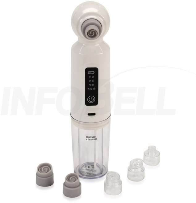 [TV홈쇼핑정품 인포벨]벨루아체 워터필 모공 청소 온열 찜질 마사지 코 얼굴 피부 피지 흡입기 압출기, 화이트, wtp0001