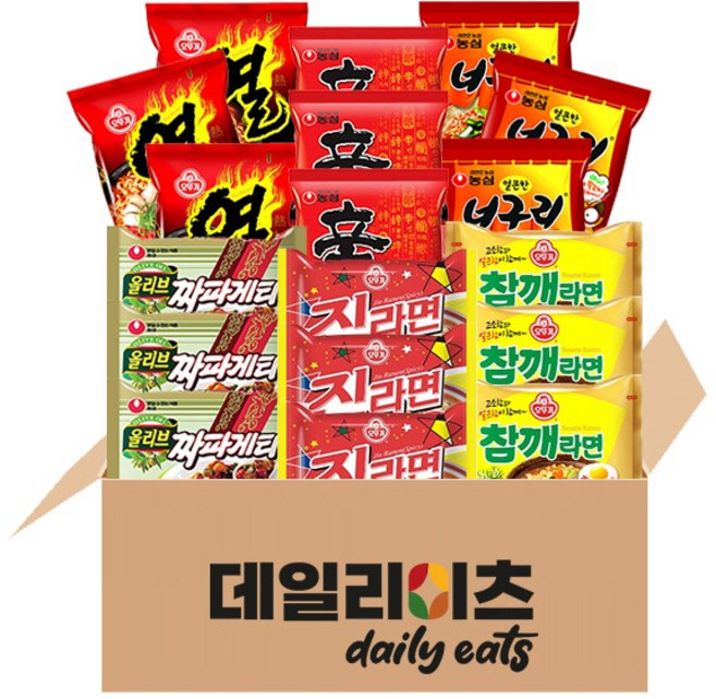 [데일리이츠] 봉지라면 6종 18개입, 1세트