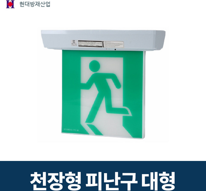 현대방재산업 LED 천장형 피난구 유도등 대형 단면 양면, 천장형 대형 단면 기본형