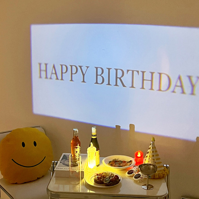해피버스데이 감성레터링 생일파티 미니빔프로젝터