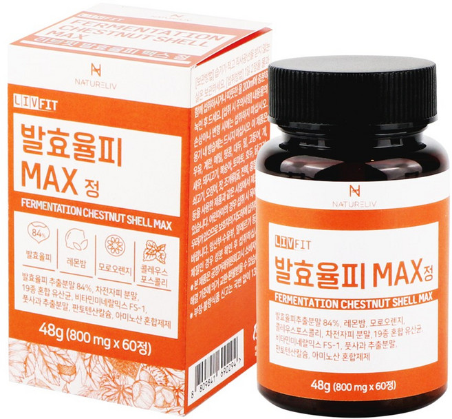 발효율피 맥스 정 84% 고함량 800mg 60정 엘라그산, 1개