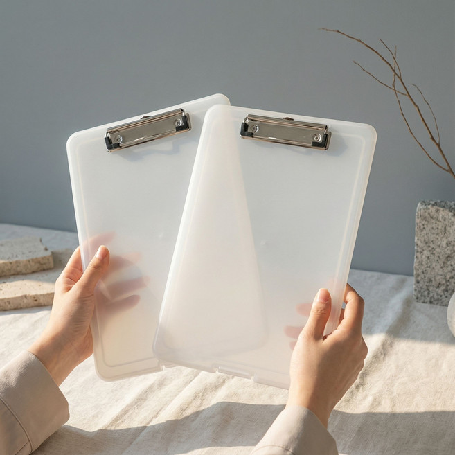 라운드월 수납형 파일함 파일 케이스 A4클립보드 파일케이스, 2개, 투명