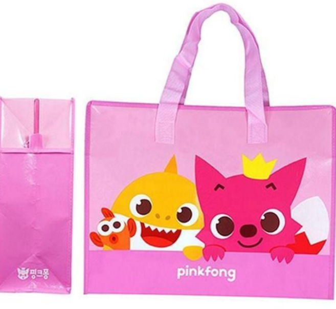 대형장바구니 핑크퐁 상어가족 부직포 쇼핑백 대 방수 수납 가방 2P, 본상품