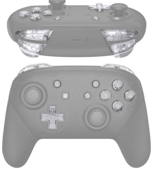 익스트림레이트 크리스탈 에메랄드 그린 수리 ABXY 방향키 ZR ZL L R 키 Nintendo 스위치 프로 컨트롤러용 광택 DIY 교체 전체 세트 버튼과 공구 프로용 컨트롤러, 크리스탈 클리어