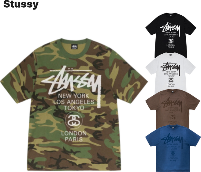 10위 - 스투시 월드 투어 반팔 티셔츠 남성 여성 공용 STUSSY TEE 정품