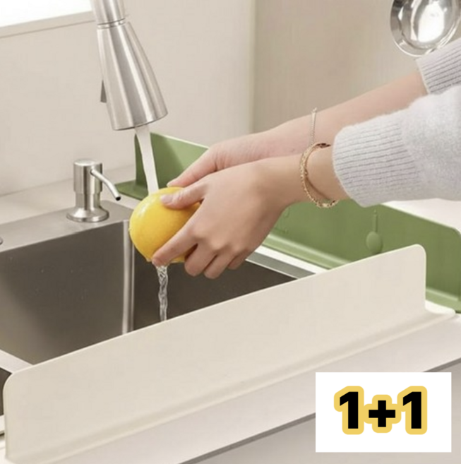 리브온 싱크대 물막이 패드 물튀김방지 실리콘 흡착 물받이 설거지 물기차단 주방필수템, 흰색 + 녹색, 2개
