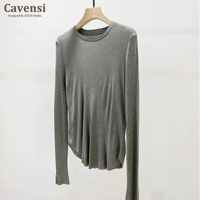 Cavensi 圓領透膚長袖上衣, 休閒灰色,M（建議40-50公斤 ）
