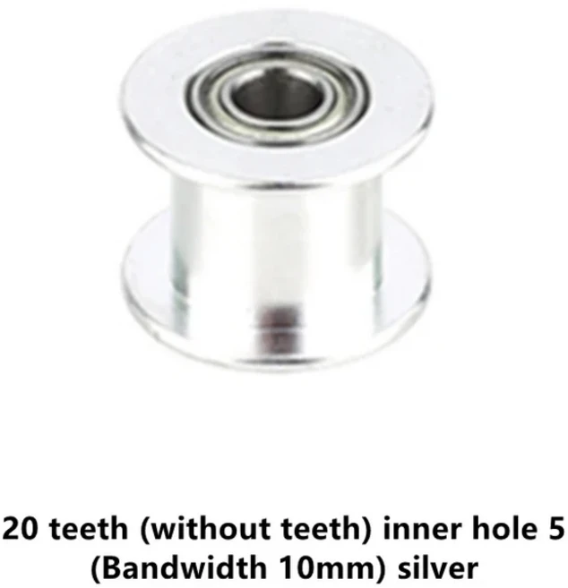 GT2 아이들러 타이밍 풀리 3D 프린터 부품 타이밍 벨트 6mm 10mm 용 베어링이있는 3mm 또는 5mm 보어가있는, 07 20T no teeth H5 10mm