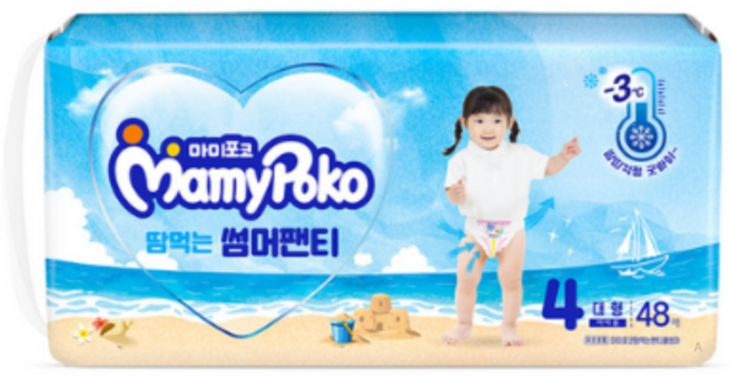 마미포코 땀먹는 썸머팬티 기저귀 여아용, 4단계, 48매