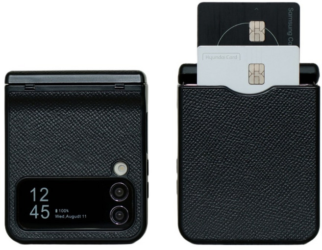 리네시 갤럭시 호환 Z플립 힌지보호 소가죽 카드수납 휴대폰 케이스