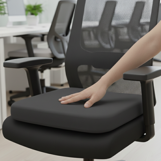 링고룸 고밀도 메모리폼 논슬립 방석 의자끈 미끄럼방지 쿠션 시트 사무실 회사