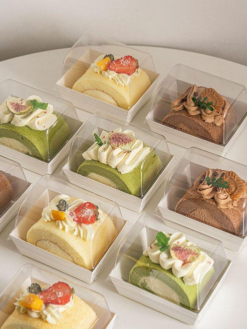 롤케이크 피스롤 투명 용기 답례품 50세트 떡 상자 도지마롤, 단품