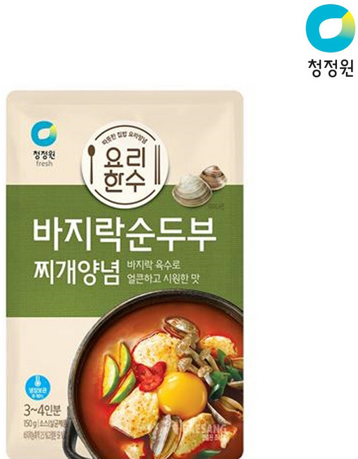 청정원 요리한수 바지락 순두부찌개 양념, 150g, 8개