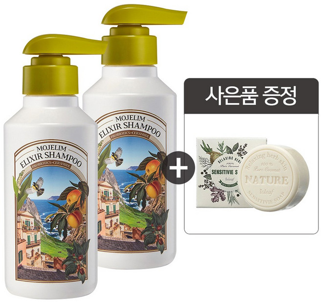 모제림 엘릭서 약산성 모발 두피 영양 공급 탈모 완화 샴푸, 2개, 300ml