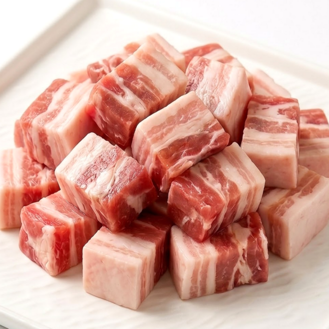 최고기나라 돼지고기 흑돼지 듀록 삼겹살 벽돌 한입 큐브삼겹살 2kg, 1개