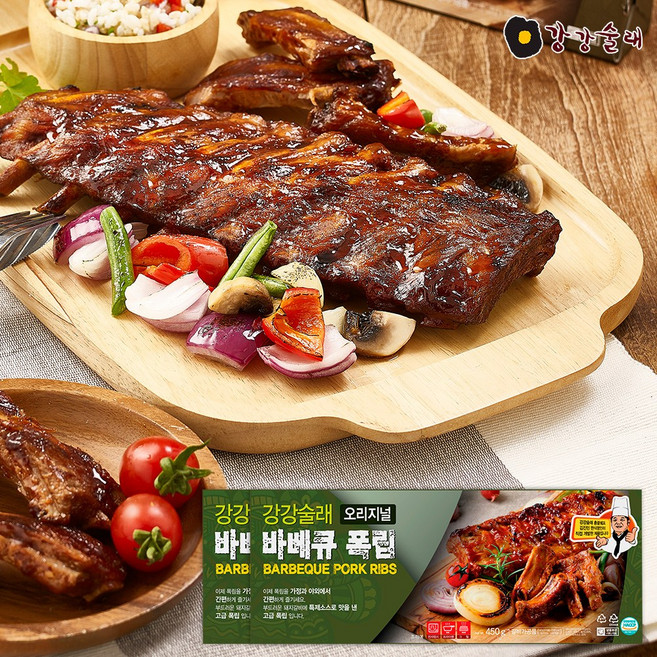 강강술래 오리지널 바베큐 폭립, 2개, 450g