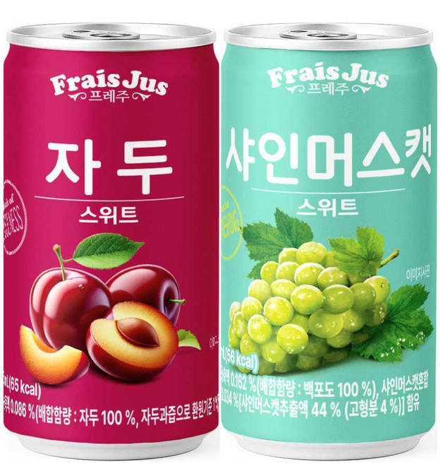 일화 프레주 2종캔음료 (자두+샤인머스캣) 스위트, 60개, 175ml