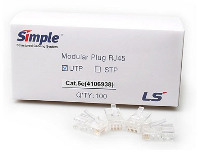 LS전선 RJ45 커넥터 CAT.5E UTP 플러그 100개