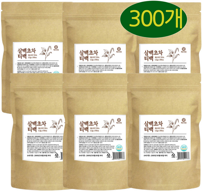 국산 삼백초차 티백 카페인없는 차, 6개, 50개입, 1.2g