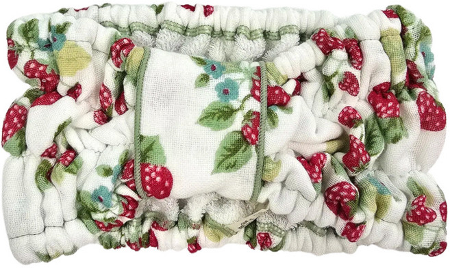 일본 순면 세안 헤어밴드 플라워 패턴 딸기 디자인