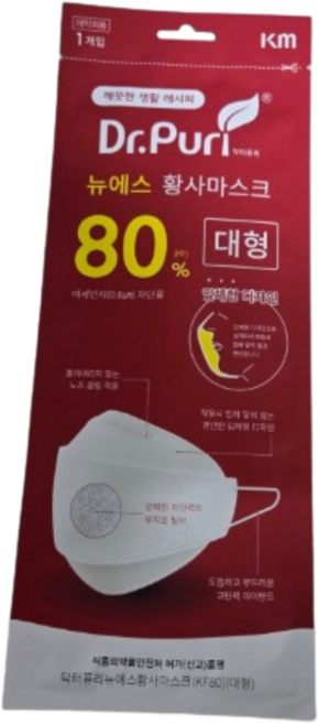 닥터퓨리 뉴에스 황사마스크 대형 KF80, 1개입, 20개, 백색